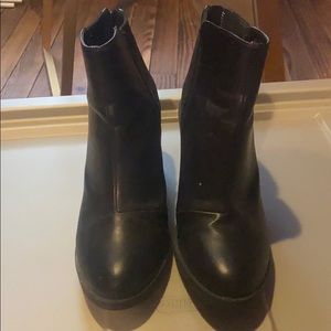 H&M Black Booties with a Snakeskin Print Trim